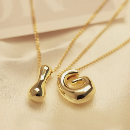 Custom Gold Letter Necklace - Specify Your Initial, Sculptural Pendant Design