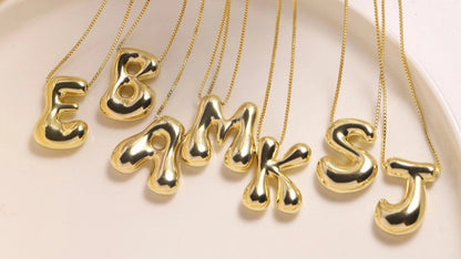 Custom Gold Letter Necklace - Specify Your Initial, Sculptural Pendant Design